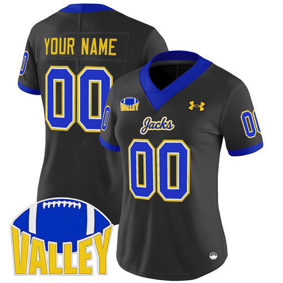Women's Black South Dakota State Jackrabbits Active Player Custom 2025 F.U.S.E. Vapor Limited Stitched Football Jersey(Run Small)